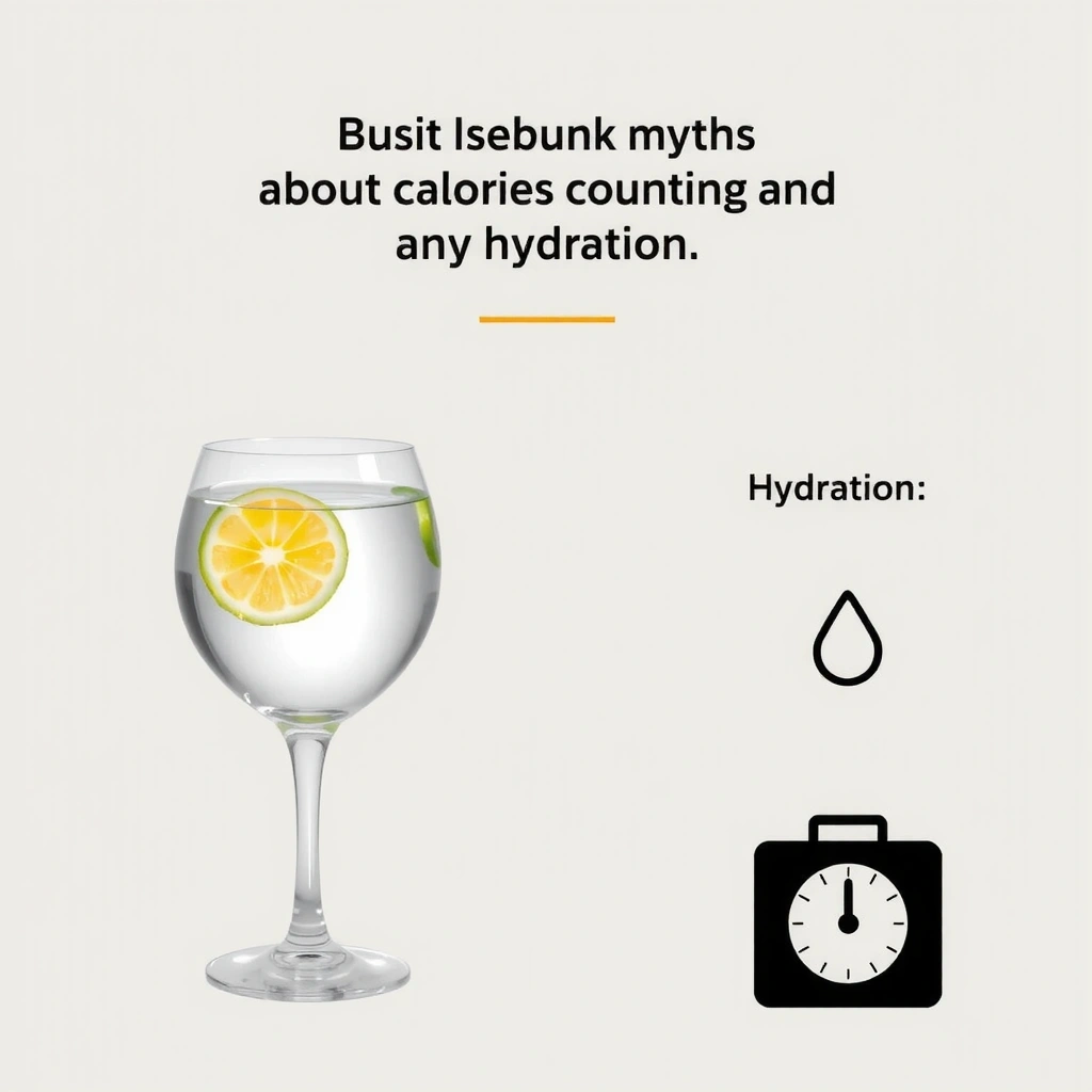 Glass of water with a lemon slice and a calorie counter icon